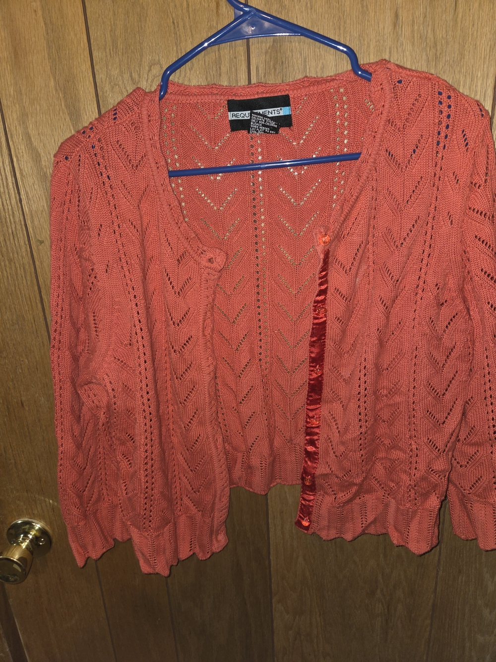 Requirements Coral Openwork Knit Cardigan Sweater